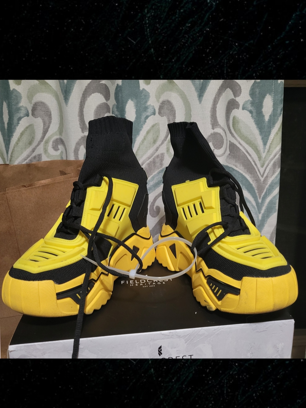 Women's High-Top Anthony Wang Platform Sneakers in Black and Yellow